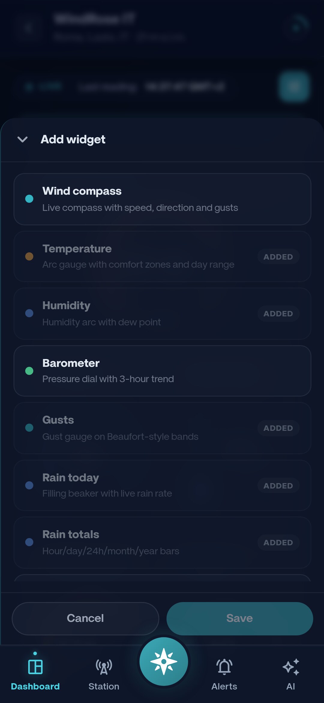 32 widgets to choose from